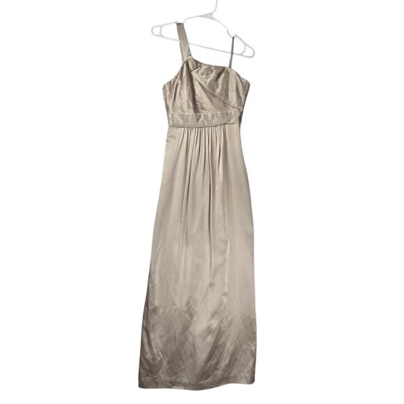 BCBGMaxAzria Dresses & Skirts - BCBG Max Azria Elegant One-Shoulder Silk Maxi Dress Champaign Size XS See Photos